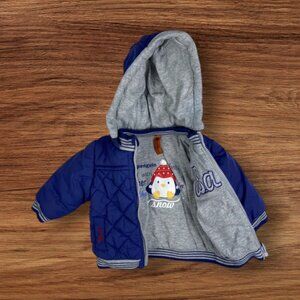Mayoral Quilted Reversible Penguin Hooded Jacket size 0-1 Month